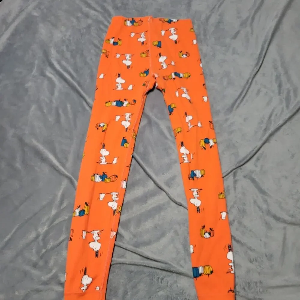Hanna Andersson Long John PJ Pant 10 Orange Snoopy Halloween Pumpkin Organic 140